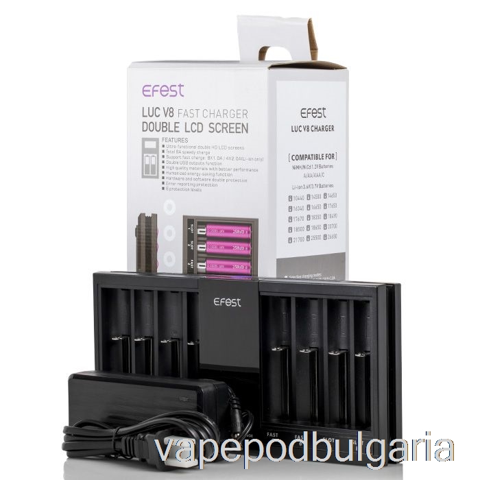Vape Bulgaria Efest Luc V8 двоен Lcd екран бързо зарядно устройство за батерии
