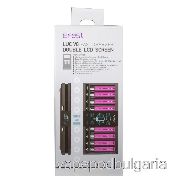 Vape Bulgaria Efest Luc V8 двоен Lcd екран бързо зарядно устройство за батерии