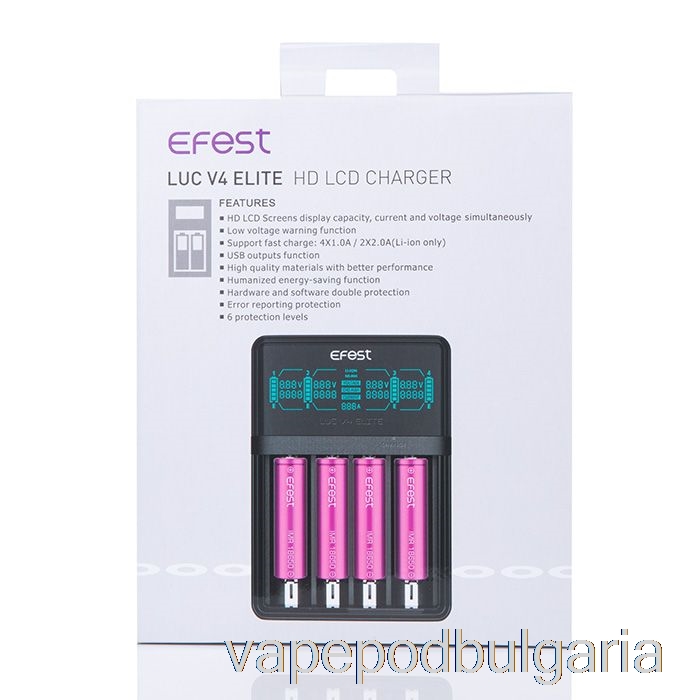 Vape 10000 Дръпки Efest Luc V4 Elite Hd Lcd зарядно
