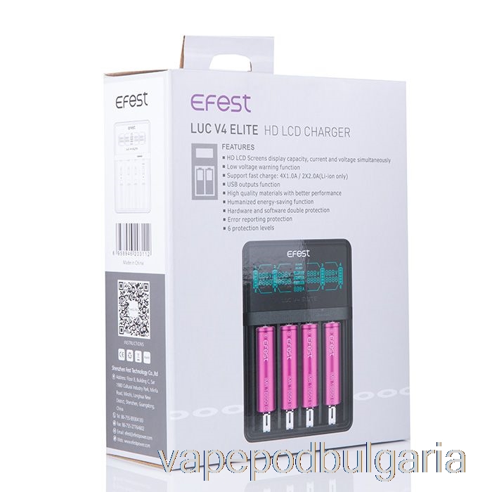 Vape 10000 Дръпки Efest Luc V4 Elite Hd Lcd зарядно