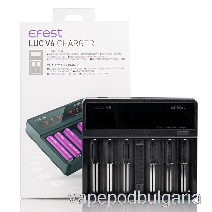 Vape Bulgaria Efest Luc V6 6-bay Lcd универсално зарядно