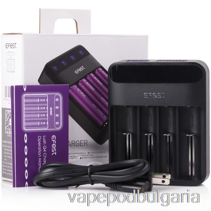 Vape 10000 Дръпки Efest Lush Q4 4-bay Intelligent Led Battery Charger