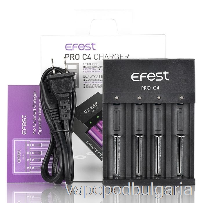 Vape Bulgaria Efest Pro C4 4-bay смарт зарядно за батерия