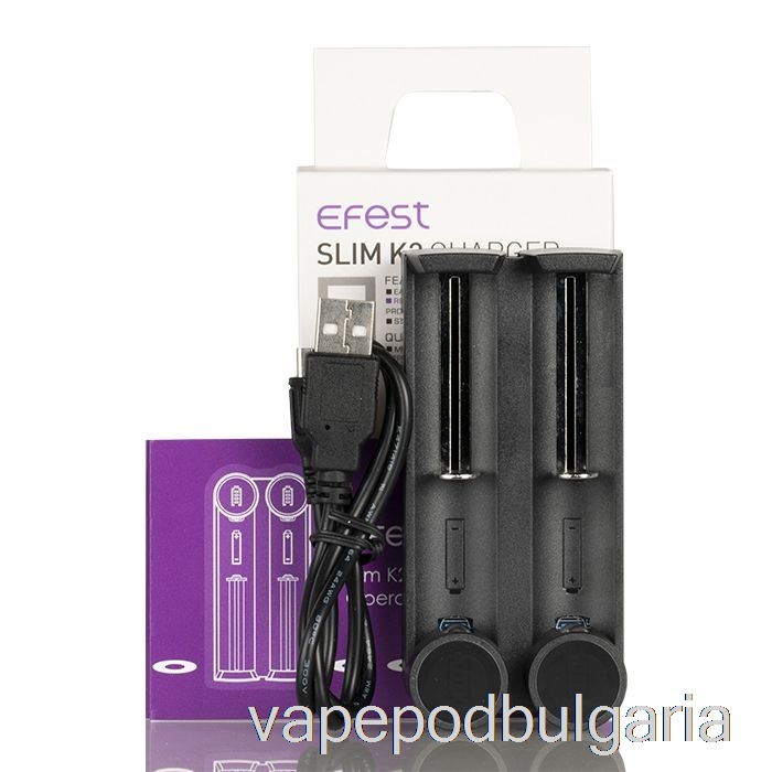 Vape 10000 Дръпки Efest Slim K2 зарядно устройство за батерии с два слота
