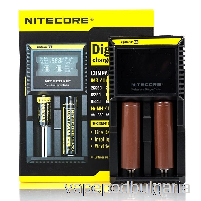 Vape Течности зарядно за батерия Nitecore D2 (2-отсека)