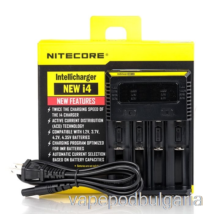 Vape 10000 Дръпки Nitecore I4 Battery Charger V2 (4-bay)