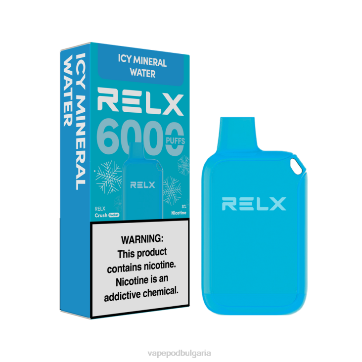Vape Течности - RELX Crush Pocket 6000 ледени ледена минерална вода 042823
