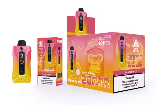 Vape Течности - Bang Beach 20000 впръсквания смарт екран vape 2TZH2 праскова манго
