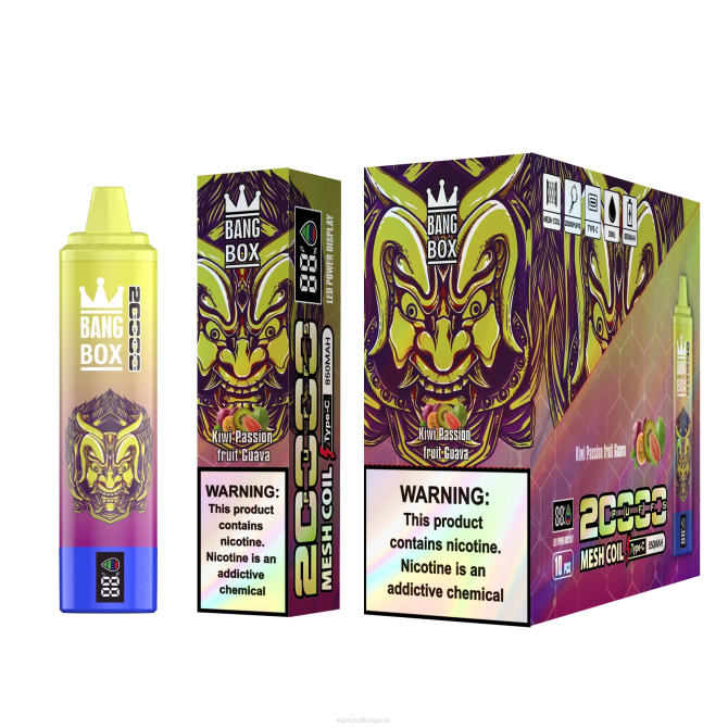 Vape Течности - Bang Box Смарт екран с 20 000 впръсквания 2TZH50 киви маракуя гуава