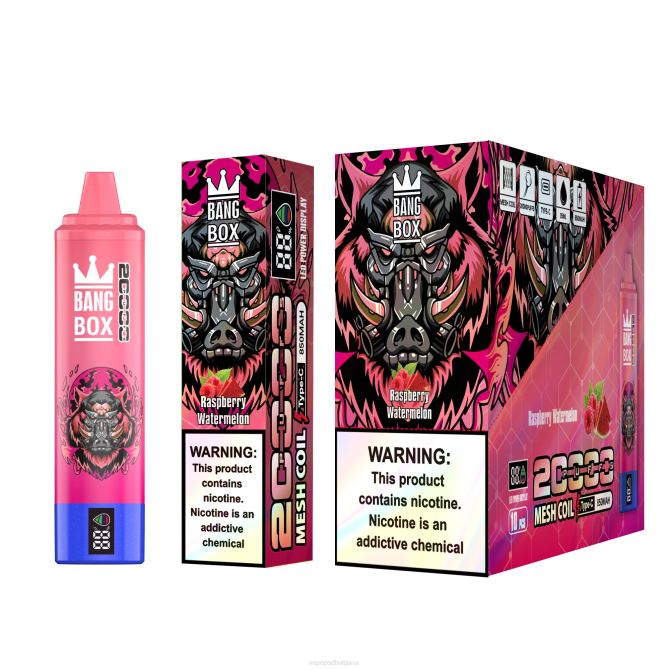 Vape Течности - Bang Box Смарт екран с 20 000 впръсквания 2TZH53 малинова диня