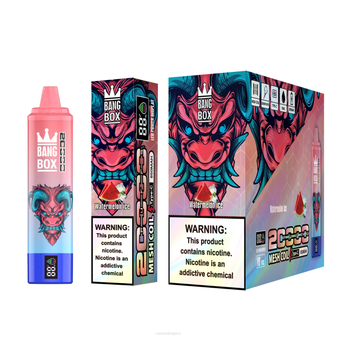 Vape Течности - Bang Box Смарт екран с 20 000 впръсквания 2TZH56 лед от диня
