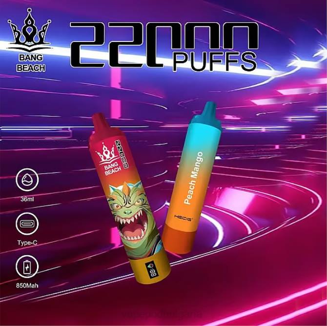 Vape Bg - Bang Beach Смарт екран с 22000 впръсквания 2TZH24 праскова манго