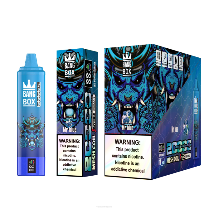 Vape Bg - Bang Box Смарт екран с 20 000 впръсквания 2TZH60 г-н синьо