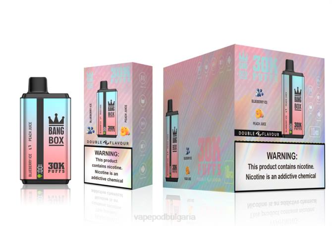 Vape Bg - Bang Box 30 000 впръсквания с двоен вкус 2TZH63 лед от боровинки и сок от праскови