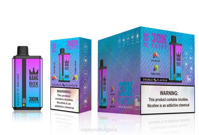 Vape Bg - Bang Box 30 000 впръсквания с двоен вкус 2TZH72 blue razz ice & двойно грозде