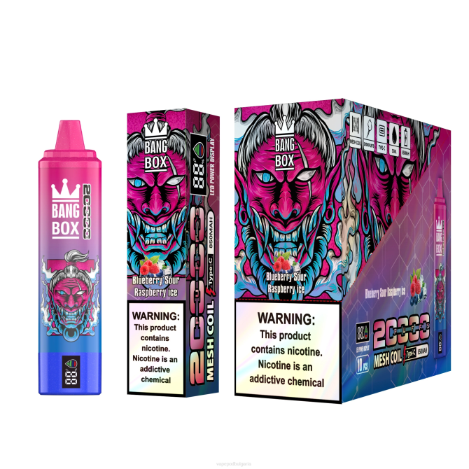 Vape Bulgaria - Bang Box Смарт екран с 20 000 впръсквания 2TZH55 боровинки кисели малини лед