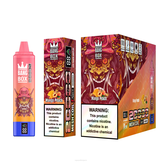 Vape Bulgaria - Bang Box Смарт екран с 20 000 впръсквания 2TZH58 манго праскова