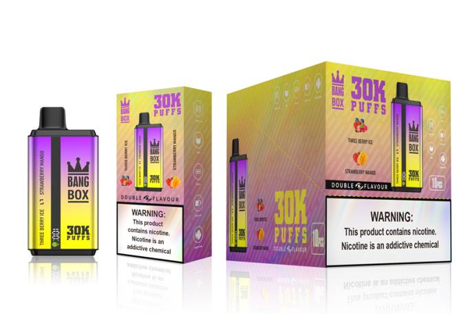 Vape Bulgaria - Bang Box 30 000 впръсквания с двоен вкус 2TZH67 лед от три горски плодове и ягодово манго