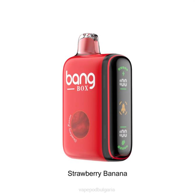 Vape Bulgaria - Bang Box 9000-18000 впръсквания интелигентен дисплей за мощност 2TZH25 ягодов банан