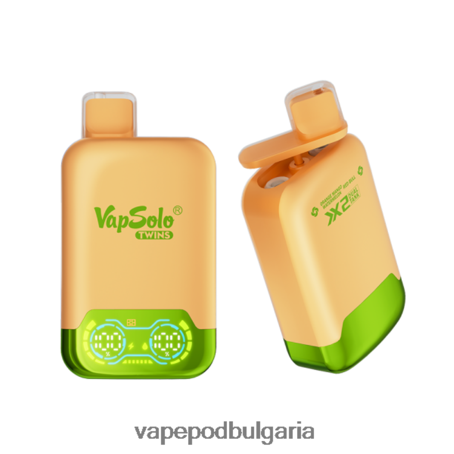 Vape Bulgaria - Vapsolo TWINS вейп за еднократна употреба портокал, манго, диня и червен бик B608V0142