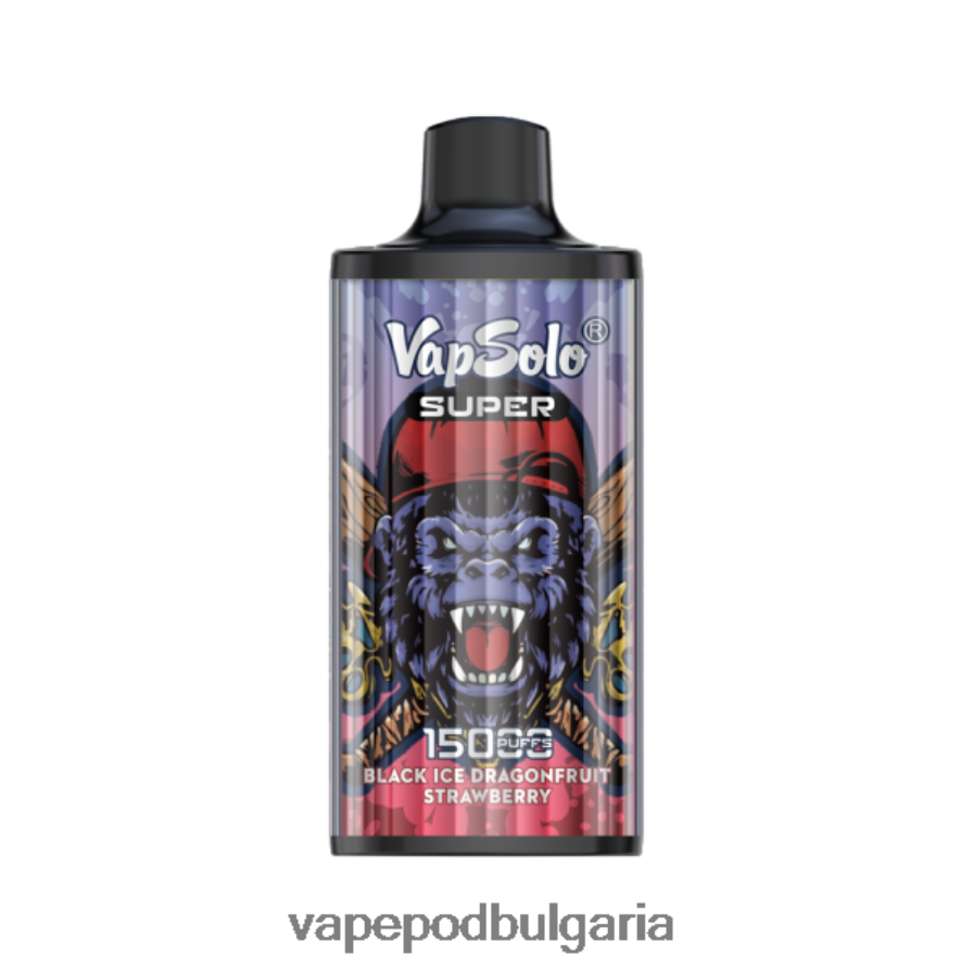Vape Течности - Vapsolo SUPER вейп за еднократна употреба черен лед дрангофрут ягода B608V0125
