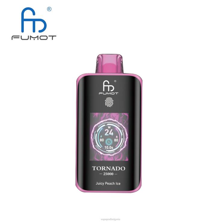 Vape Bulgaria - сочен прасковен лед Fumot Tornado 25000 вейпове за еднократна употреба F6FBF7