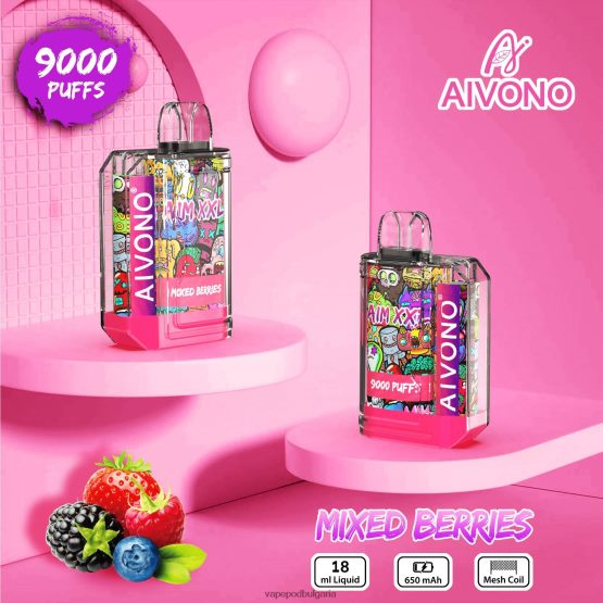 Vape Bg - смесени горски плодове Aivono AIM XXL 9000 прозрачен стикер за уста 0V062R51