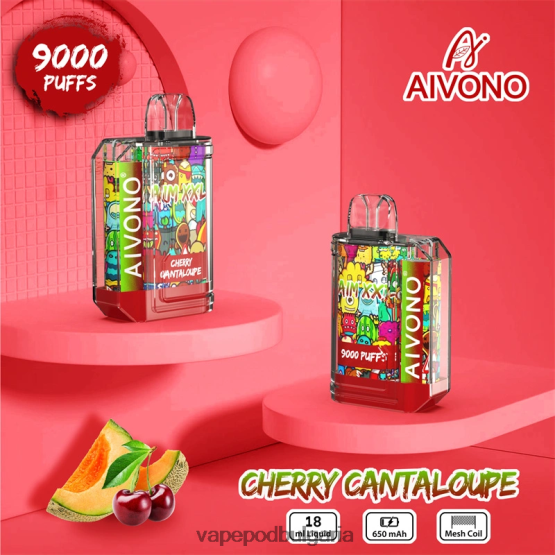Vape Bg - черешов пъпеш Aivono AIM XXL 9000 прозрачен стикер за уста 0V062R57